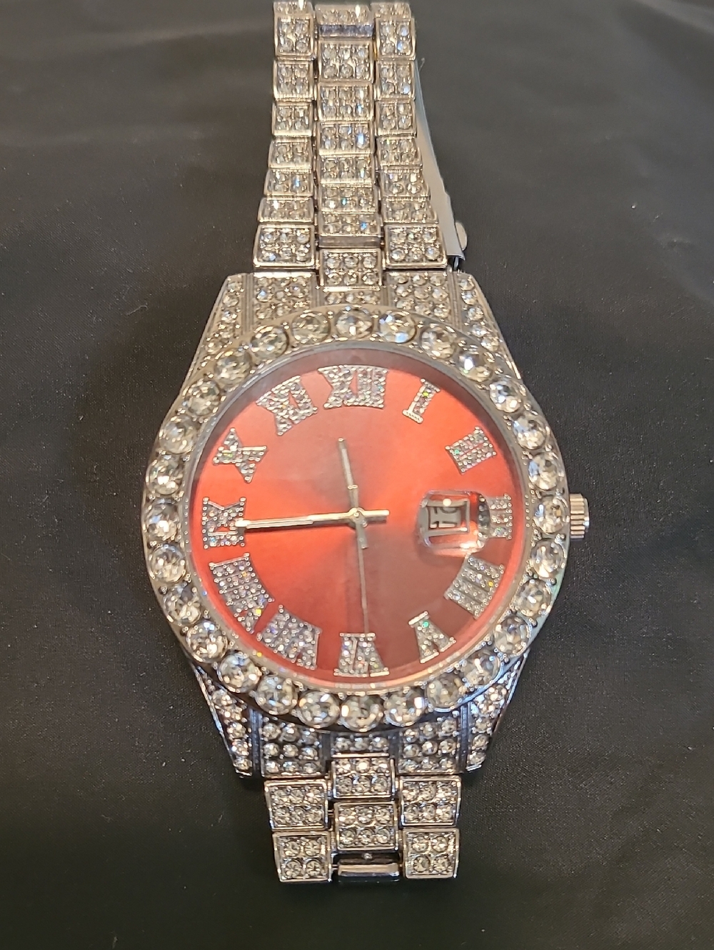 This Is A Silver-toned Stainless Steel Watch W/ Pink Deal Luxury-inspired Stylea